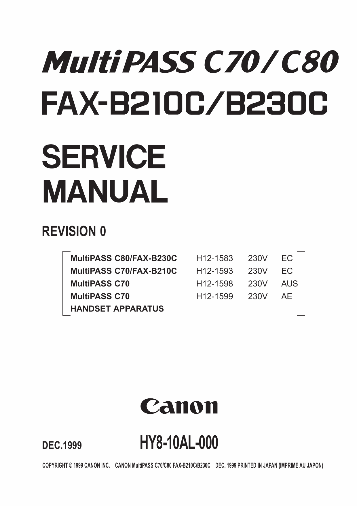 Canon MultiPASS MP-C70 C80 Service Manual-1